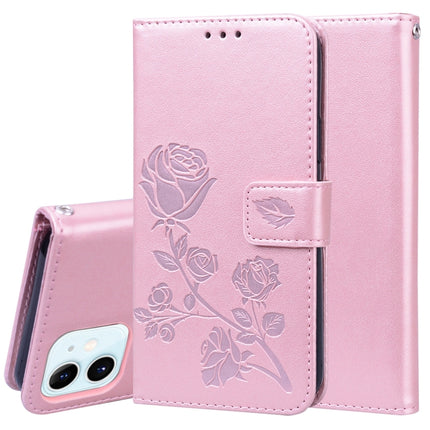 Funda de piel sintética con tapa horizontal con relieve de rosa, soporte, ranuras para tarjetas y billetera, para iPhone 12 mini, para iPhone 12, para iPhone 12 Pro, para iPhone 12 Pro Max
