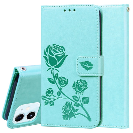 Funda de piel sintética con tapa horizontal con relieve de rosa, soporte, ranuras para tarjetas y billetera, para iPhone 12 mini, para iPhone 12, para iPhone 12 Pro, para iPhone 12 Pro Max