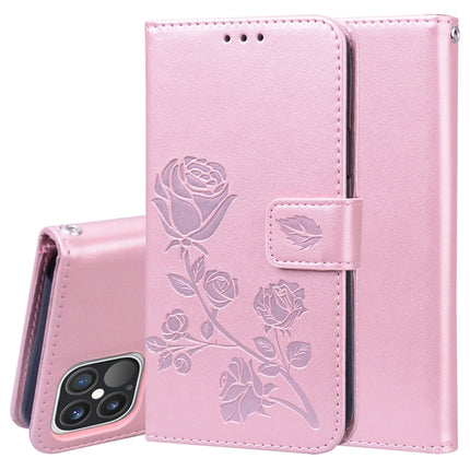 Funda de piel sintética con tapa horizontal con relieve de rosa, soporte, ranuras para tarjetas y billetera, para iPhone 12 mini, para iPhone 12, para iPhone 12 Pro, para iPhone 12 Pro Max