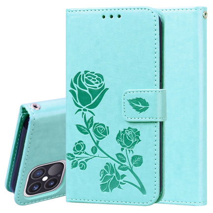 Funda de piel sintética con tapa horizontal con relieve de rosa, soporte, ranuras para tarjetas y billetera, para iPhone 12 mini, para iPhone 12, para iPhone 12 Pro, para iPhone 12 Pro Max