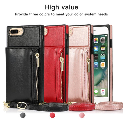 Square Zipper Wallet Bag TPU+PU Back Cover Case with Holder & Card Slots & Wallet & Cross-body Strap, For iPhone 8 Plus / 7 Plus, For iPhone 11, For iPhone 11 Pro, For iPhone 11 Pro Max, For iPhone SE 2022 / SE 2020 / 8 / 7, For iPhone XR��������������...
