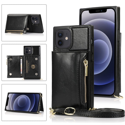 Square Zipper Wallet Bag TPU+PU Back Cover Case with Holder & Card Slots & Wallet & Cross-body Strap, For iPhone 8 Plus / 7 Plus, For iPhone 11, For iPhone 11 Pro, For iPhone 11 Pro Max, For iPhone SE 2022 / SE 2020 / 8 / 7, For iPhone XR��������������...