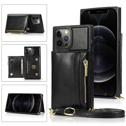 Square Zipper Wallet Bag TPU+PU Back Cover Case with Holder & Card Slots & Wallet & Cross-body Strap, For iPhone 8 Plus / 7 Plus, For iPhone 11, For iPhone 11 Pro, For iPhone 11 Pro Max, For iPhone SE 2022 / SE 2020 / 8 / 7, For iPhone XR��������������...