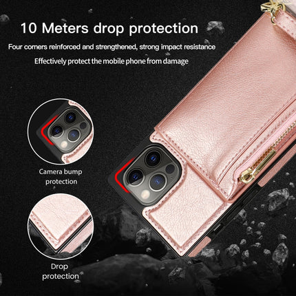 Square Zipper Wallet Bag TPU+PU Back Cover Case with Holder & Card Slots & Wallet & Cross-body Strap, For iPhone 12 Pro Max, For iPhone XS / X, For iPhone XS Max