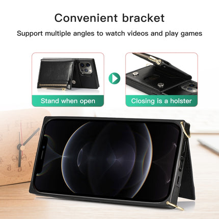 Square Zipper Wallet Bag TPU+PU Back Cover Case with Holder & Card Slots & Wallet & Cross-body Strap, For iPhone 12 Pro Max, For iPhone XS / X, For iPhone XS Max
