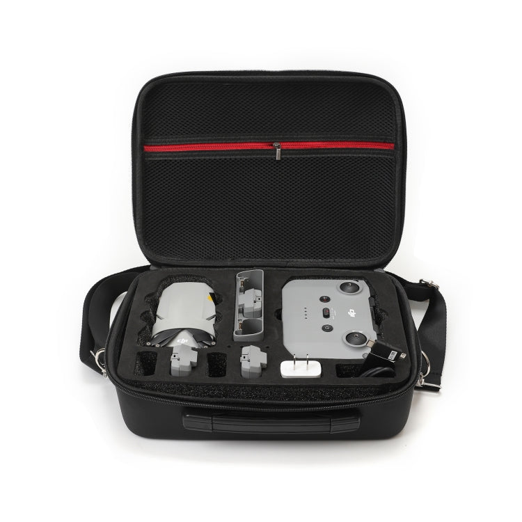 LS4456 Portable Drone PU Shoulder Storage Bag Handbag for DJI Mavic Mini 2, Black + Black Liner, Black + Red Liner