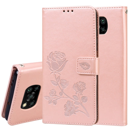 Rose Embossed Horizontal Flip PU Leather Case with Holder & Card Slots & Wallet, For Xiaomi Poco X3 NFC