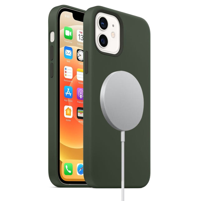 Magnetische, stoßfeste Hülle aus flüssigem Silikon mit vollständiger Abdeckung und Magsafe-Lademagnet, für iPhone 12 mini, für iPhone 12 / 12 Pro, für iPhone 12 Pro Max