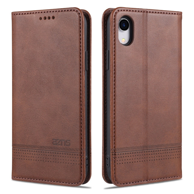 AZNS Magnetische horizontale Klapphülle aus Kalbsleder mit Kartenfächern, Halter und Geldbörse, für iPhone XS Max