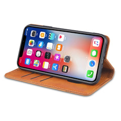 AZNS Magnetische horizontale Klapphülle aus Kalbsleder mit Kartenfächern, Halter und Geldbörse, für iPhone XS Max