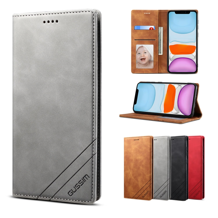 GUSSIM GS-001 Horizontal Flip Skin Feel PU-Lederhülle im Business-Stil mit Halter &amp; Kartenfächern &amp; Geldbörse &amp; Bilderrahmen, für iPhone 12 / 12 Pro, für iPhone 12 Pro Max, für iPhone X / XS, für iPhone XS Max