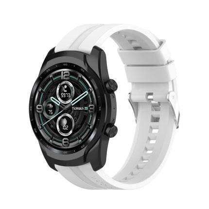Silicone Replacement Strap Watchband with Silver Steel Buckle, For TicWatch Pro 3