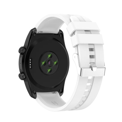 Silicone Replacement Strap Watchband with Silver Steel Buckle, For TicWatch Pro 3