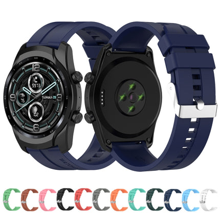 Silicone Replacement Strap Watchband with Silver Steel Buckle, For TicWatch Pro 3