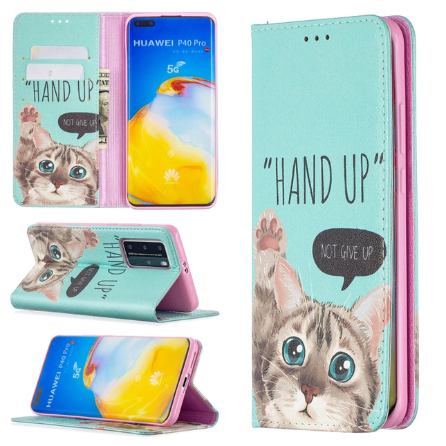 Colored Drawing Pattern Invisible Magnetic Horizontal Flip PU Leather Case with Holder & Card Slots & Wallet, For Huawei P40 Pro, For Huawei P40