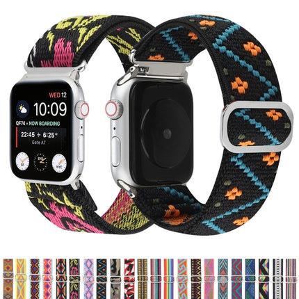 Metal Japanese Buckle Elastic Nylon Replacement Watchbands, For Apple Watch Ultra 49mm / Series 8&7 45mm / SE 2&6&SE&5&4 44mm / 3&2&1 42mm
