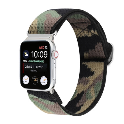 Metal Japanese Buckle Elastic Nylon Replacement Watchbands, For Apple Watch Series 7 45mm / 6 & SE & 5 & 4 44mm / 3 & 2 & 1 42mm, For Apple Watch Series 8&7 41mm / SE 2&6&SE&5&4 40mm / 3&2&1 38mm