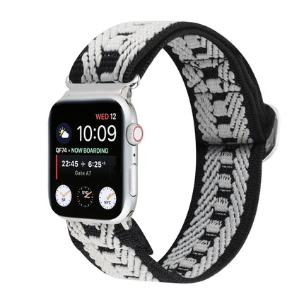 Metal Japanese Buckle Elastic Nylon Replacement Watchbands, For Apple Watch Series 7 41mm / 6 & SE & 5 & 4 40mm / 3 & 2 & 1 38mm