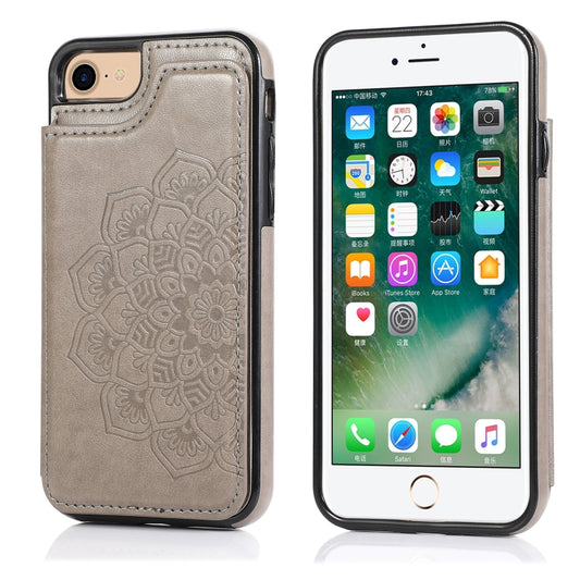 Double Buckle Mandala Pattern PU+TPU Protective Case with Card Slots & Holder & Photo Frame, For iPhone SE 2022 / SE 2020 / 8 / 7, For iPhone 7 Plus / 8 Plus, For iPhone X / XS, For iPhone XR, For iPhone XS Max, For iPhone 11