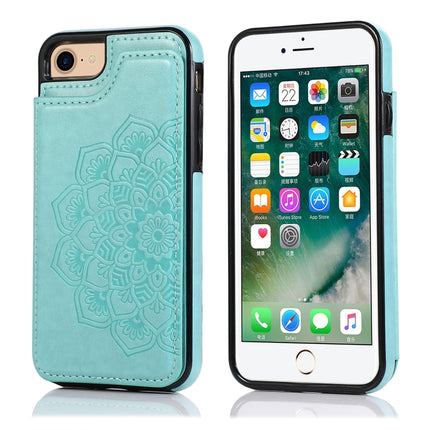 Double Buckle Mandala Pattern PU+TPU Protective Case with Card Slots & Holder & Photo Frame, For iPhone SE 2022 / SE 2020 / 8 / 7, For iPhone 7 Plus / 8 Plus, For iPhone X / XS, For iPhone XR