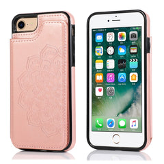 Funda protectora de PU+TPU con patrón de mandala y doble hebilla con ranuras para tarjetas, soporte y marco de fotos, para iPhone SE 2022/SE 2020/8/7, para iPhone 7 Plus/8 Plus, para iPhone X/XS, para iPhone XR, para iPhone XS Max, para iPhone 11