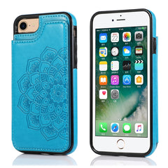 Funda protectora de PU+TPU con patrón de mandala y doble hebilla con ranuras para tarjetas, soporte y marco de fotos, para iPhone SE 2022/SE 2020/8/7, para iPhone 7 Plus/8 Plus, para iPhone X/XS, para iPhone XR, para iPhone XS Max, para iPhone 11