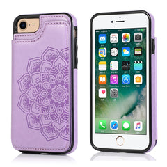 Funda protectora de PU+TPU con patrón de mandala y doble hebilla con ranuras para tarjetas, soporte y marco de fotos, para iPhone SE 2022/SE 2020/8/7, para iPhone 7 Plus/8 Plus, para iPhone X/XS, para iPhone XR, para iPhone XS Max, para iPhone 11