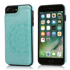 Funda protectora de PU+TPU con patrón de mandala y doble hebilla con ranuras para tarjetas, soporte y marco de fotos, para iPhone SE 2022/SE 2020/8/7, para iPhone 7 Plus/8 Plus, para iPhone X/XS, para iPhone XR, para iPhone XS Max, para iPhone 11