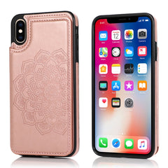 Funda protectora de PU+TPU con patrón de mandala y doble hebilla con ranuras para tarjetas, soporte y marco de fotos, para iPhone SE 2022/SE 2020/8/7, para iPhone 7 Plus/8 Plus, para iPhone X/XS, para iPhone XR, para iPhone XS Max, para iPhone 11