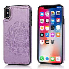 Funda protectora de PU+TPU con patrón de mandala y doble hebilla con ranuras para tarjetas, soporte y marco de fotos, para iPhone SE 2022/SE 2020/8/7, para iPhone 7 Plus/8 Plus, para iPhone X/XS, para iPhone XR, para iPhone XS Max, para iPhone 11