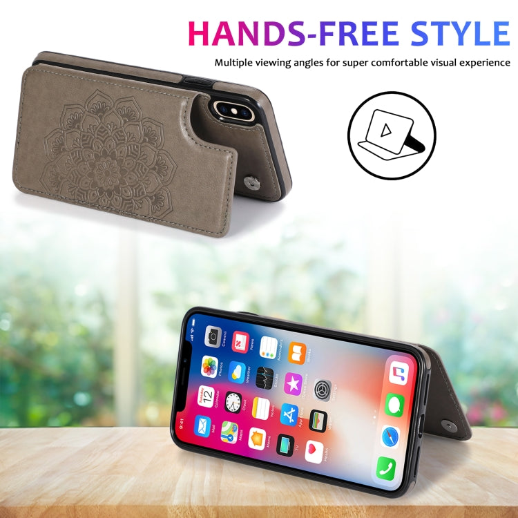 Double Buckle Mandala Pattern PU+TPU Protective Case with Card Slots & Holder & Photo Frame, For iPhone XS Max, For iPhone 11, For iPhone 11 Pro, For iPhone 11 Pro Max