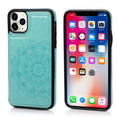 Funda protectora de PU+TPU con patrón de mandala y doble hebilla con ranuras para tarjetas, soporte y marco de fotos, para iPhone SE 2022/SE 2020/8/7, para iPhone 7 Plus/8 Plus, para iPhone X/XS, para iPhone XR, para iPhone XS Max, para iPhone 11