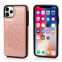 Funda protectora de PU+TPU con patrón de mandala y doble hebilla con ranuras para tarjetas, soporte y marco de fotos, para iPhone SE 2022/SE 2020/8/7, para iPhone 7 Plus/8 Plus, para iPhone X/XS, para iPhone XR, para iPhone XS Max, para iPhone 11