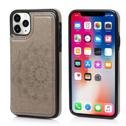 Double Buckle Mandala Pattern PU+TPU Protective Case with Card Slots & Holder & Photo Frame, For iPhone XS Max, For iPhone 11, For iPhone 11 Pro, For iPhone 11 Pro Max