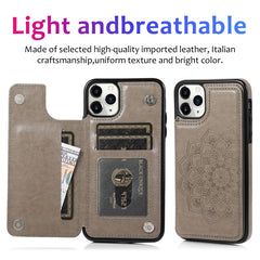 Double Buckle Mandala Pattern PU+TPU Protective Case with Card Slots & Holder & Photo Frame, For iPhone 11 Pro, For iPhone 11 Pro Max