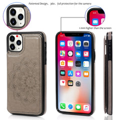 Double Buckle Mandala Pattern PU+TPU Protective Case with Card Slots & Holder & Photo Frame, For iPhone 11 Pro, For iPhone 11 Pro Max