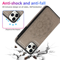 PU+TPU-Schutzhülle mit Mandala-Muster und doppelter Schnalle, mit Kartenfächern und Halter und Bilderrahmen, für iPhone 11 Pro, für iPhone 11 Pro Max