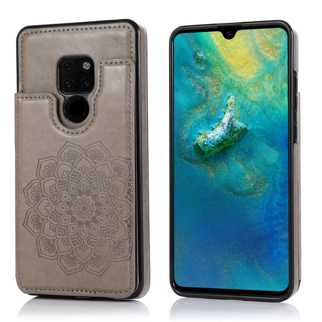 Double Buckle Mandala Pattern PU+TPU Protective Case with Card Slots & Holder & Photo Frame, For Huawei Mate 20, For Huawei Mate 20 Lite, For Huawei Mate 20 Pro, For Huawei Mate 30