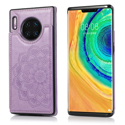 Double Buckle Mandala Pattern PU+TPU Protective Case with Card Slots & Holder & Photo Frame, For Huawei Mate 20, For Huawei Mate 20 Lite, For Huawei Mate 20 Pro, For Huawei Mate 30