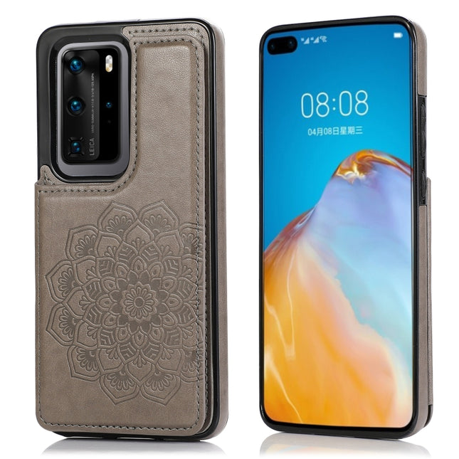 Double Buckle Mandala Pattern PU+TPU Protective Case with Card Slots & Holder & Photo Frame, For Huawei P40 Pro, For Huawei P30 Pro, For Huawei P40