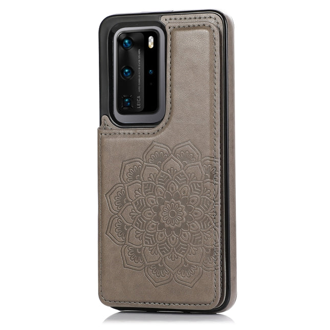 Double Buckle Mandala Pattern PU+TPU Protective Case with Card Slots & Holder & Photo Frame, For Huawei P40 Pro, For Huawei P30 Pro, For Huawei P40