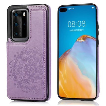 Double Buckle Mandala Pattern PU+TPU Protective Case with Card Slots & Holder & Photo Frame, For Huawei P40 Pro, For Huawei P30 Pro, For Huawei P40