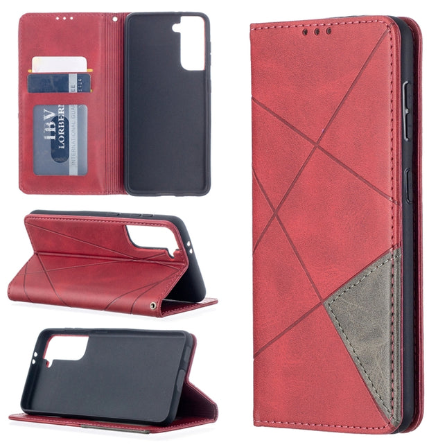 Rhombus Texture Horizontal Flip Magnetic Leather Case with Holder & Card Slots, For Samsung Galaxy S21 5G, For Samsung Galaxy S21+ 5G, For Samsung Galaxy S21 Ultra 5G