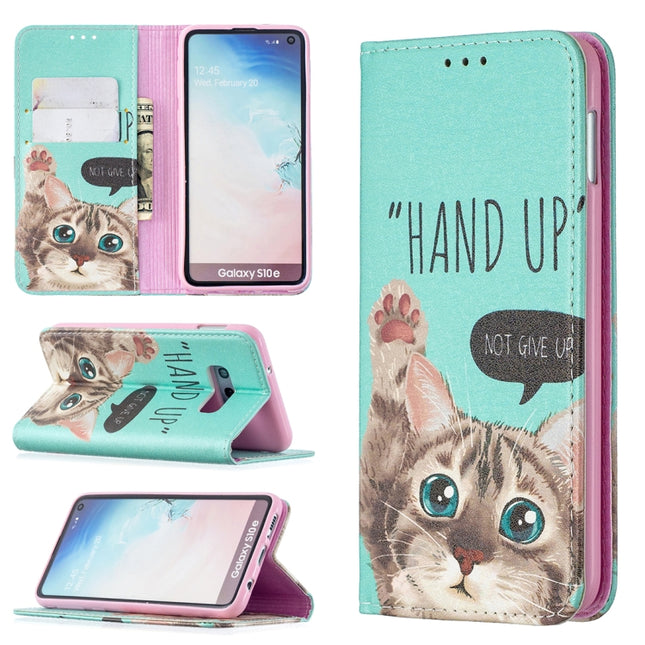 Colored Drawing Pattern Invisible Magnetic Horizontal Flip PU Leather Case with Holder & Card Slots & Wallet, For Samsung Galaxy S10e, For Samsung Galaxy S10