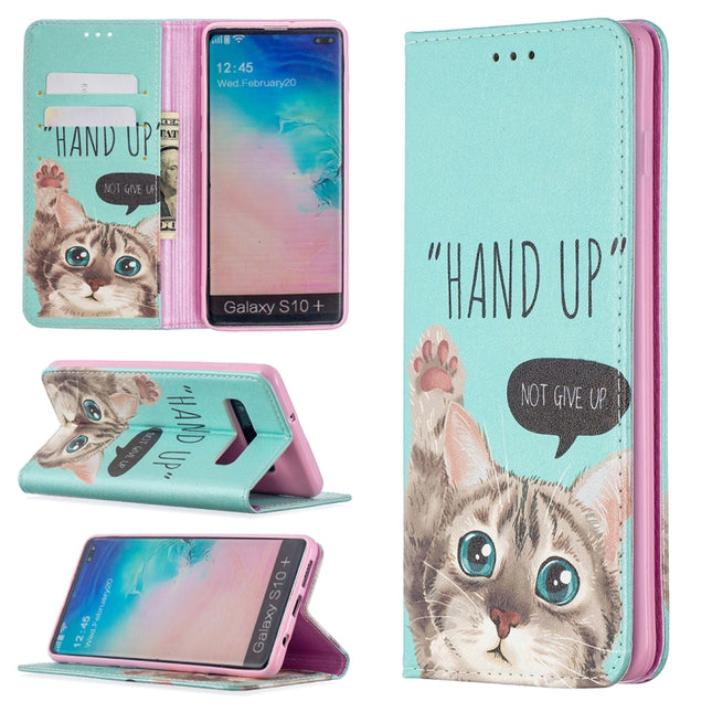 Colored Drawing Pattern Invisible Magnetic Horizontal Flip PU Leather Case with Holder & Card Slots & Wallet, For Samsung Galaxy S10 Plus, For Samsung Galaxy S20