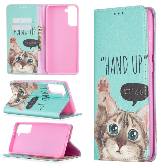 Colored Drawing Pattern Invisible Magnetic Horizontal Flip PU Leather Case with Holder & Card Slots & Wallet, For Samsung Galaxy S21+ 5G, For Samsung Galaxy S21 Ultra 5G