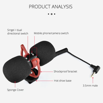 YELANGU MIC11 SLR Camera Mobile Phone Two-way Recording Microphone, MIC11