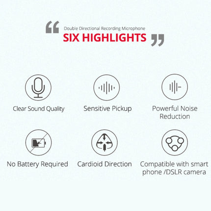 YELANGU MIC11 SLR Camera Mobile Phone Two-way Recording Microphone, MIC11