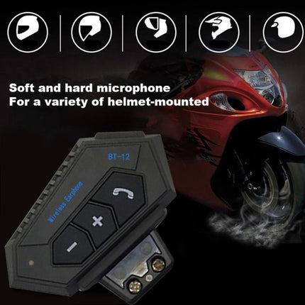 BT12 Motorcycle Helmet Bluetooth Headset Motorcycle Intercom Bluetooth Headset