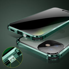 Stoßfestes, magnetisches Metallrahmen-Gehäuse mit vier Ecken und Anti-Peeping-Funktion, doppelseitiges gehärtetes Glasgehäuse, für iPhone 11 Pro, für iPhone 11, für iPhone 11 Pro Max, für iPhone 12 Mini, für iPhone 12